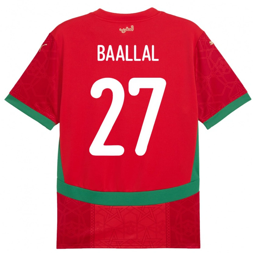 Danxen Hombre Camiseta Marruecos Adam Baallal #27 Rojo 1ª Equipación 24-26 La Camisa