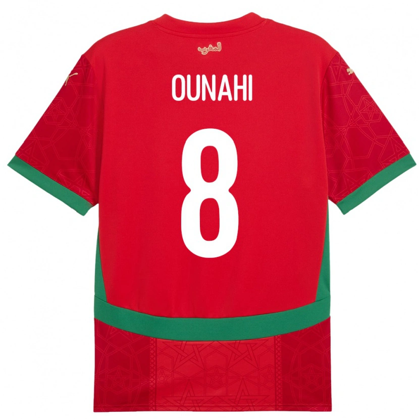 Danxen Hombre Camiseta Marruecos Azzeddine Ounahi #8 Rojo 1ª Equipación 24-26 La Camisa
