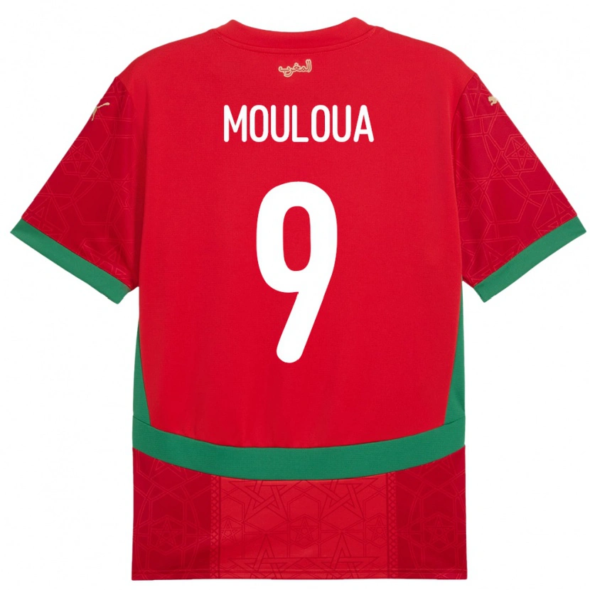 Danxen Hombre Camiseta Marruecos Ayoub Mouloua #9 Rojo 1ª Equipación 24-26 La Camisa
