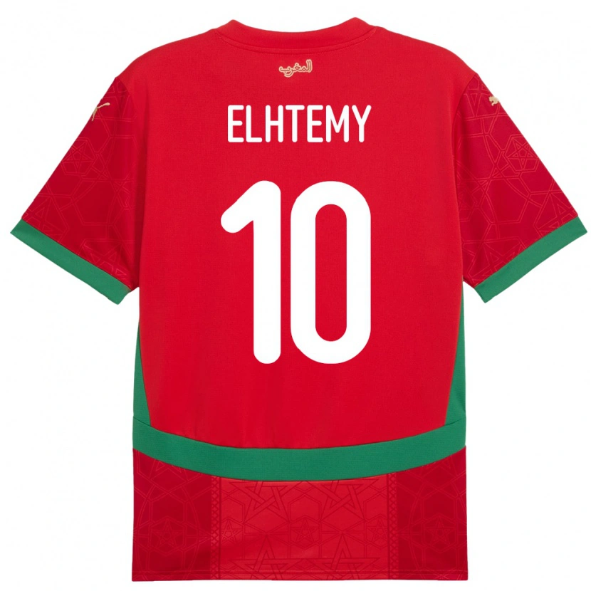 Danxen Hombre Camiseta Marruecos Mountassir Elhtemy #10 Rojo 1ª Equipación 24-26 La Camisa