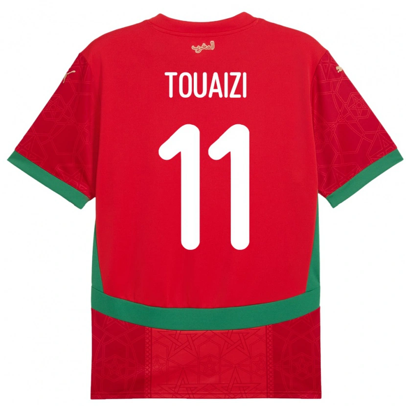 Danxen Hombre Camiseta Marruecos Nabil Touaizi #11 Rojo 1ª Equipación 24-26 La Camisa