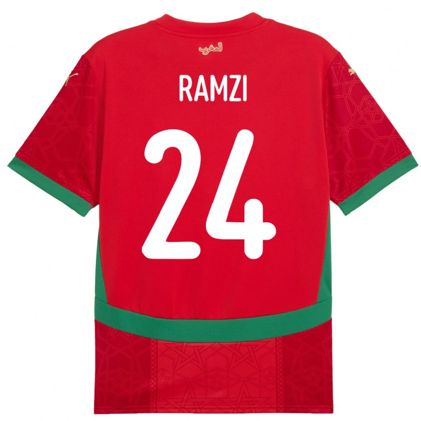 Danxen Hombre Camiseta Marruecos Achraf Ramzi #24 Rojo 1ª Equipación 24-26 La Camisa