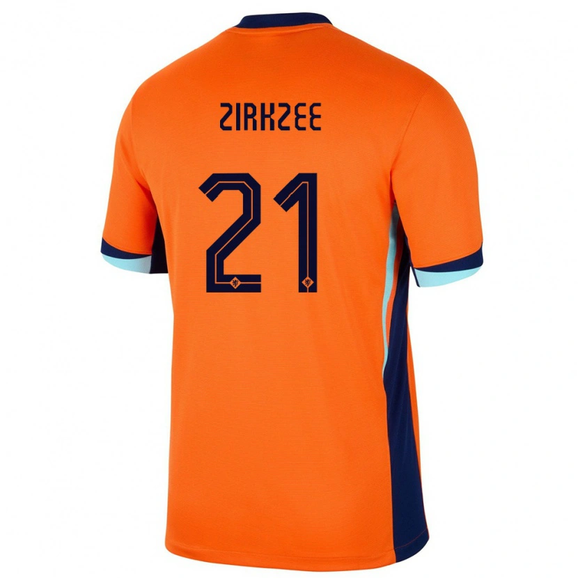 Danxen Hombre Camiseta Países Bajos Joshua Zirkzee #21 Naranja 1ª Equipación 24-26 La Camisa