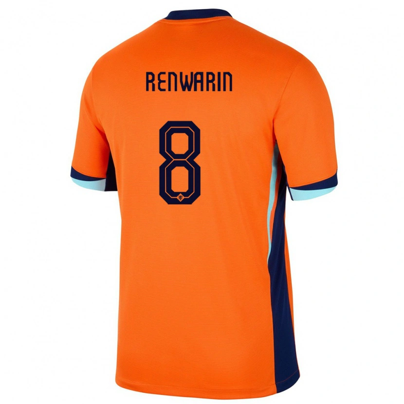 Danxen Hombre Camiseta Países Bajos Givaro Renwarin #8 Naranja 1ª Equipación 24-26 La Camisa