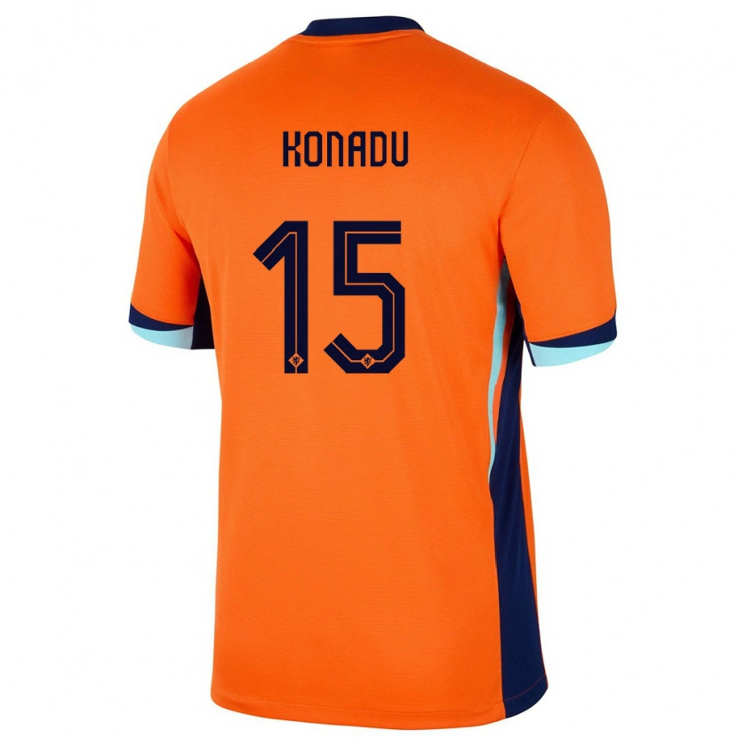 Danxen Hombre Camiseta Países Bajos Don-Angelo Konadu #15 Naranja 1ª Equipación 24-26 La Camisa