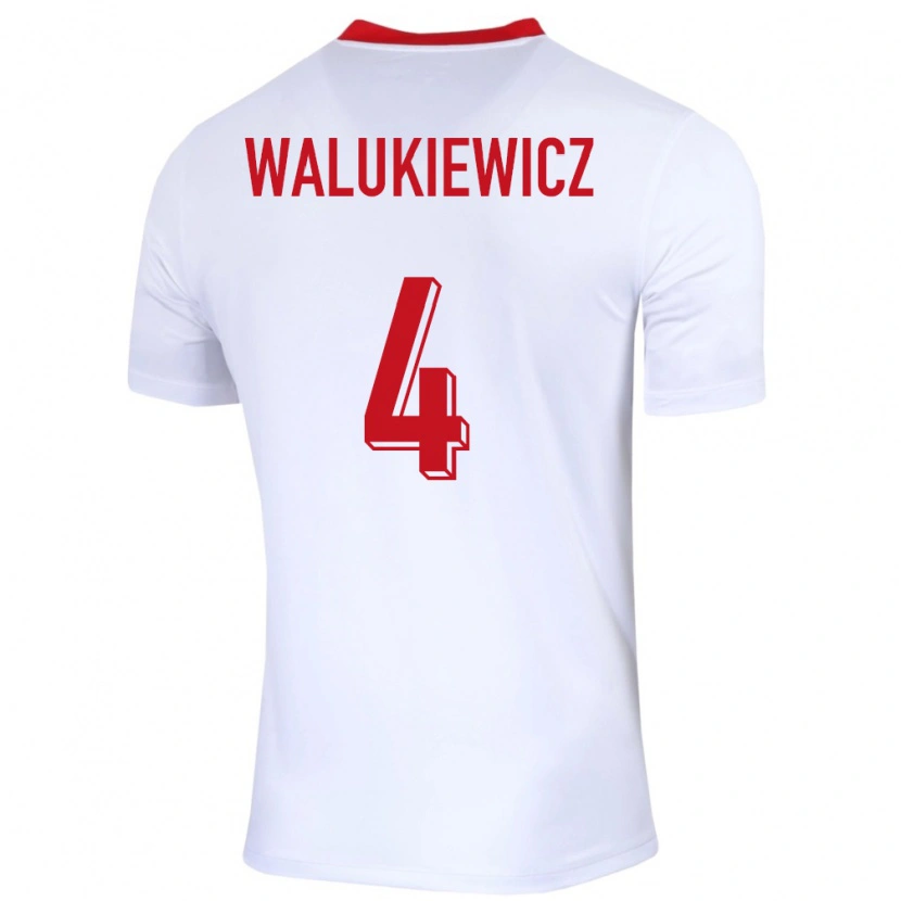Danxen Hombre Camiseta Polonia Sebastian Walukiewicz #4 Blanco 1ª Equipación 24-26 La Camisa