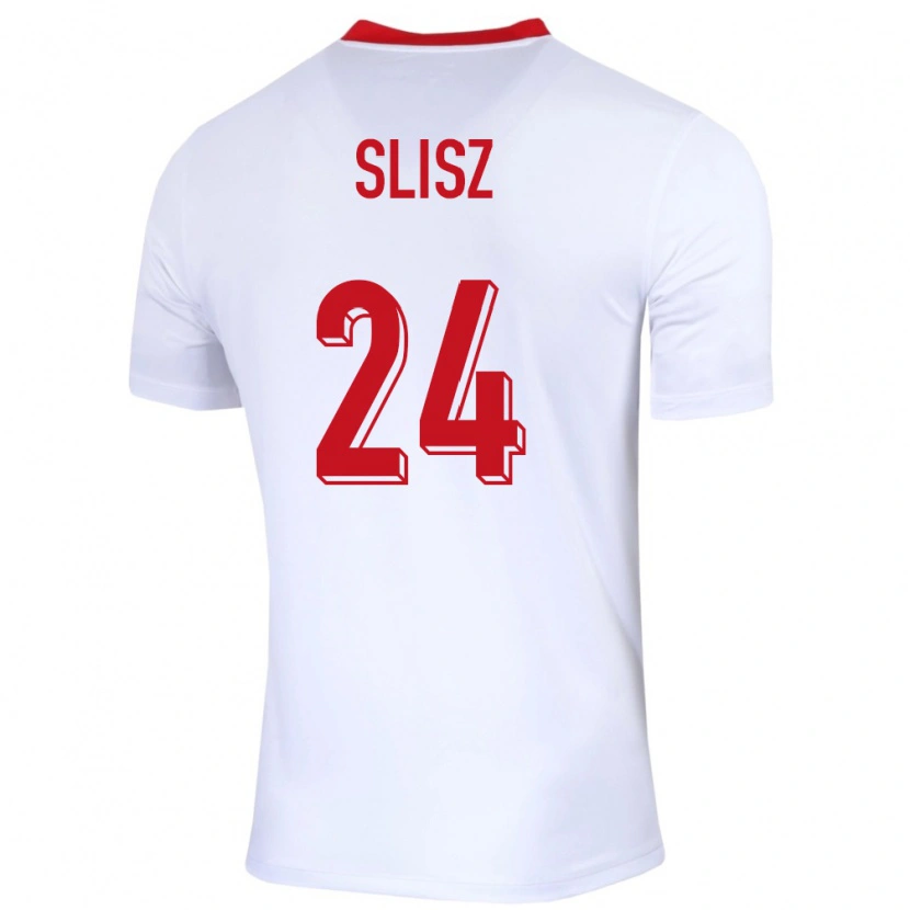 Danxen Hombre Camiseta Polonia Bartosz Slisz #24 Blanco 1ª Equipación 24-26 La Camisa