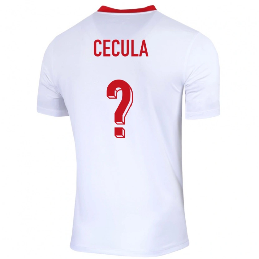 Danxen Hombre Camiseta Polonia Kacper Cecula #0 Blanco 1ª Equipación 24-26 La Camisa
