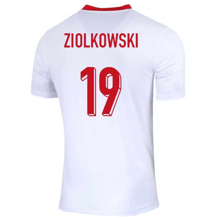 Danxen Hombre Camiseta Polonia Jan Ziolkowski #19 Blanco 1ª Equipación 24-26 La Camisa