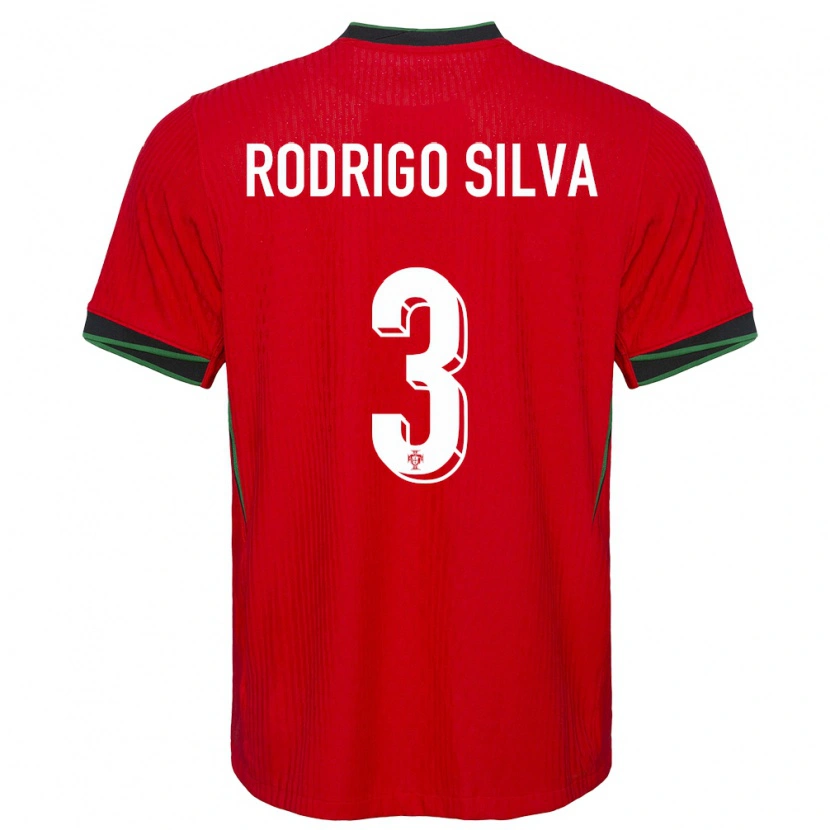 Danxen Hombre Camiseta Portugal Rodrigo Silva #3 Rojo 1ª Equipación 24-26 La Camisa