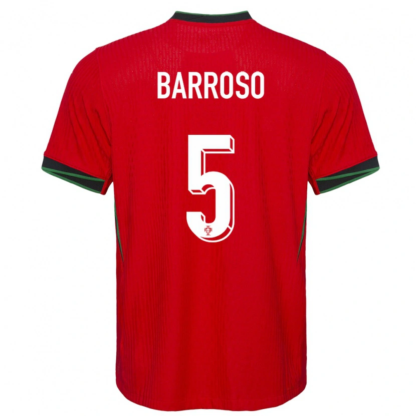 Danxen Hombre Camiseta Portugal Leonardo Barroso #5 Rojo 1ª Equipación 24-26 La Camisa