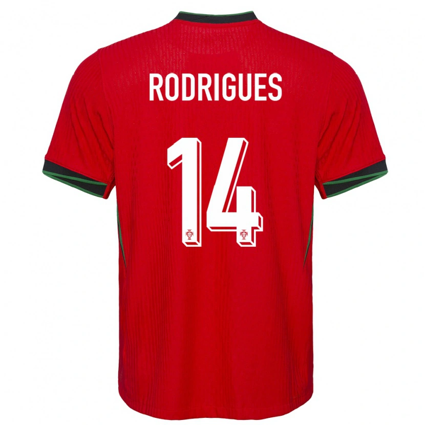 Danxen Hombre Camiseta Portugal Diego Rodrigues #14 Rojo 1ª Equipación 24-26 La Camisa