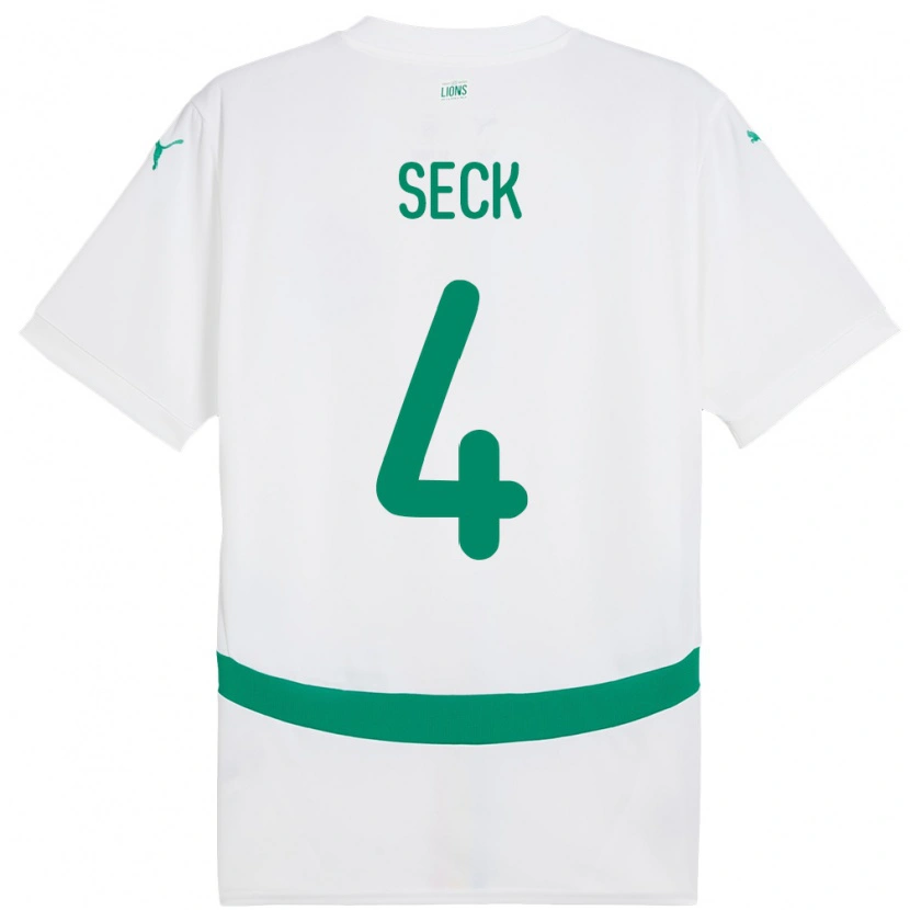 Danxen Hombre Camiseta Senegal Abdoulaye Seck #4 Blanco 1ª Equipación 24-26 La Camisa