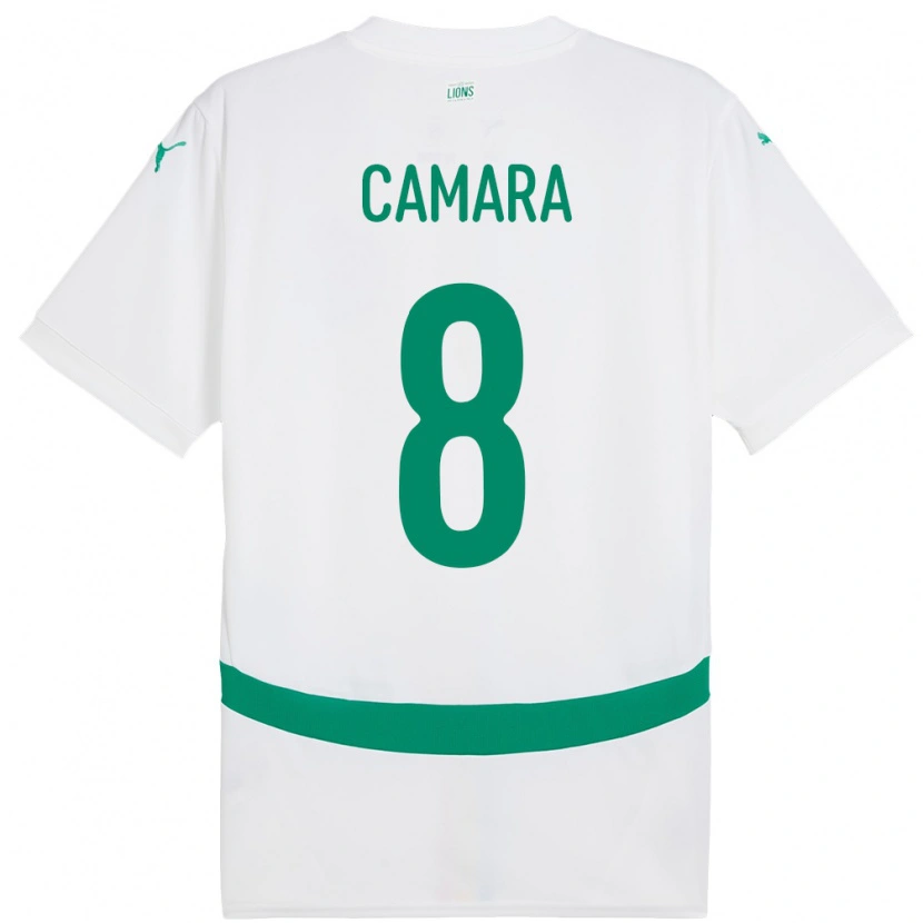 Danxen Hombre Camiseta Senegal Lamine Camara #8 Blanco 1ª Equipación 24-26 La Camisa