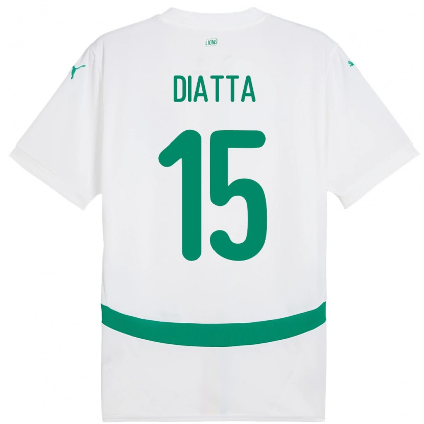 Danxen Hombre Camiseta Senegal Krépin Diatta #15 Blanco 1ª Equipación 24-26 La Camisa