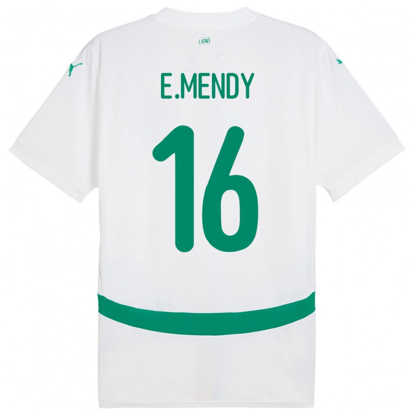 Danxen Hombre Camiseta Senegal Edouard Mendy #16 Blanco 1ª Equipación 24-26 La Camisa