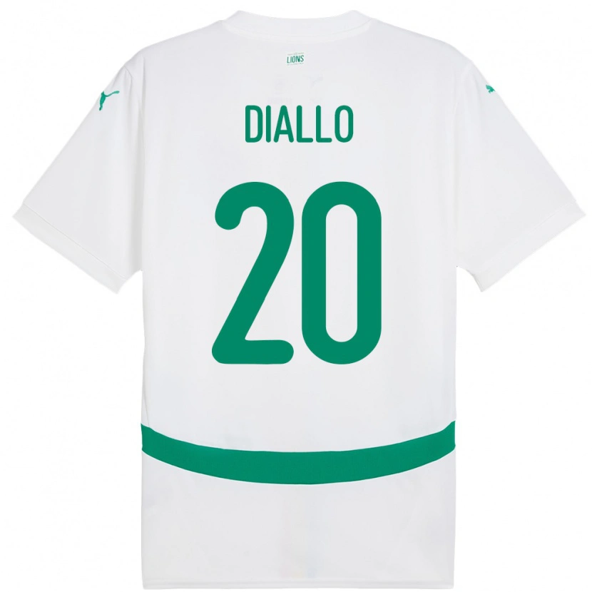 Danxen Hombre Camiseta Senegal Habib Diallo #20 Blanco 1ª Equipación 24-26 La Camisa