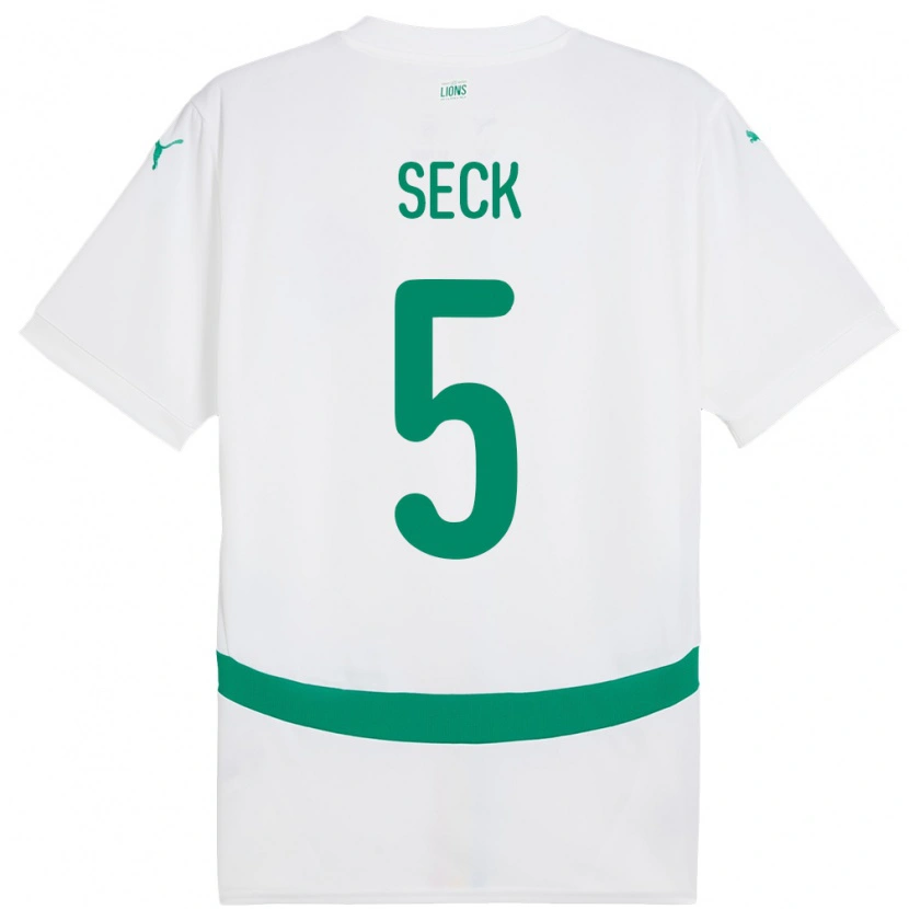 Danxen Hombre Camiseta Senegal Ibrahima Seck #5 Blanco 1ª Equipación 24-26 La Camisa