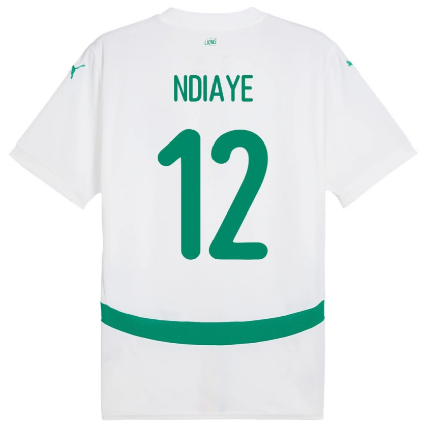 Danxen Hombre Camiseta Senegal Babacar Ndiaye #12 Blanco 1ª Equipación 24-26 La Camisa
