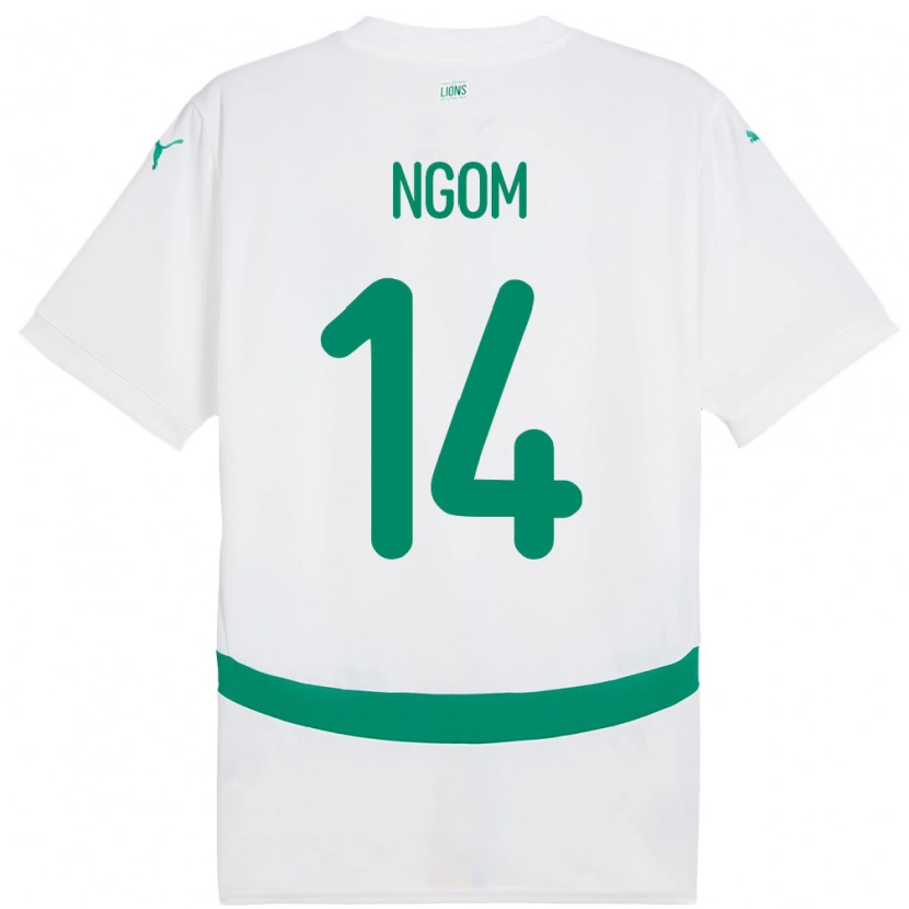 Danxen Hombre Camiseta Senegal Libasse Ngom #14 Blanco 1ª Equipación 24-26 La Camisa