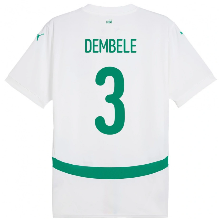 Danxen Hombre Camiseta Senegal Anta Dembele #3 Blanco 1ª Equipación 24-26 La Camisa