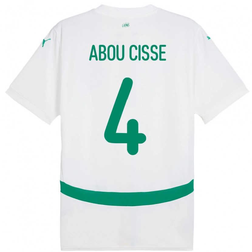 Danxen Hombre Camiseta Senegal Pape Abou Cisse #4 Blanco 1ª Equipación 24-26 La Camisa