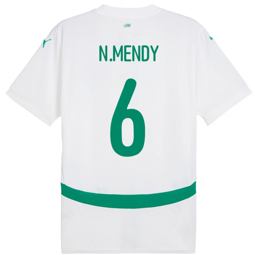 Danxen Hombre Camiseta Senegal Nampalys Mendy #6 Blanco 1ª Equipación 24-26 La Camisa