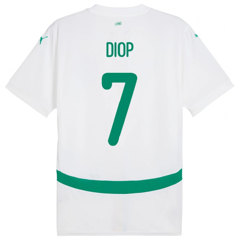 Danxen Hombre Camiseta Senegal Mama Diop #7 Blanco 1ª Equipación 24-26 La Camisa