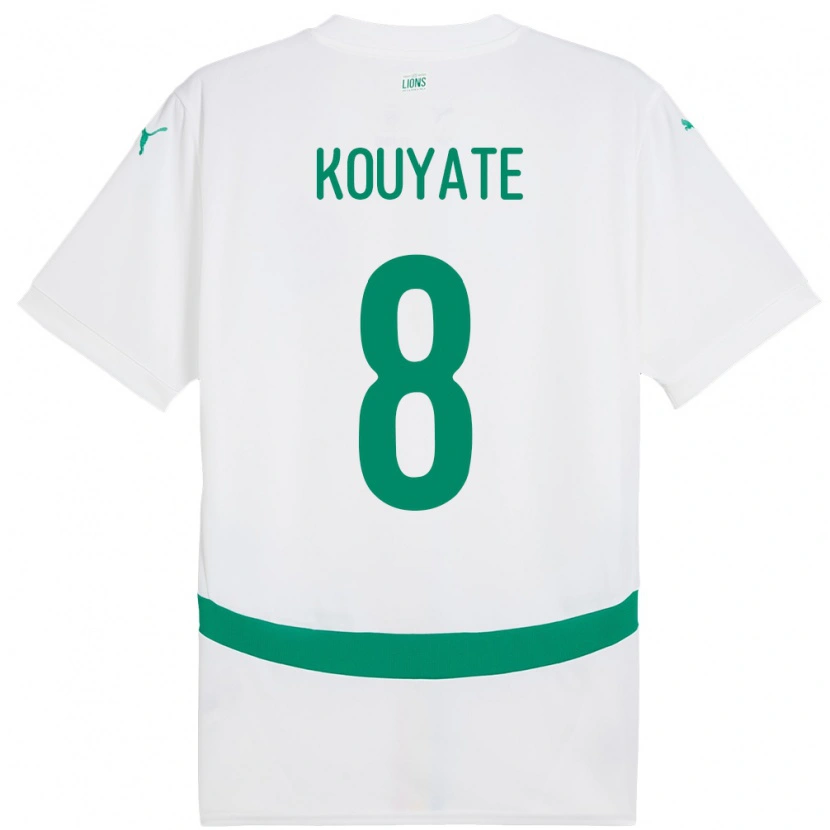 Danxen Hombre Camiseta Senegal Cheikhou Kouyate #8 Blanco 1ª Equipación 24-26 La Camisa