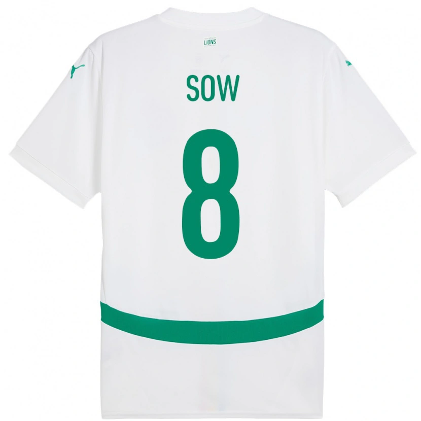 Danxen Hombre Camiseta Senegal Mbayang Sow #8 Blanco 1ª Equipación 24-26 La Camisa