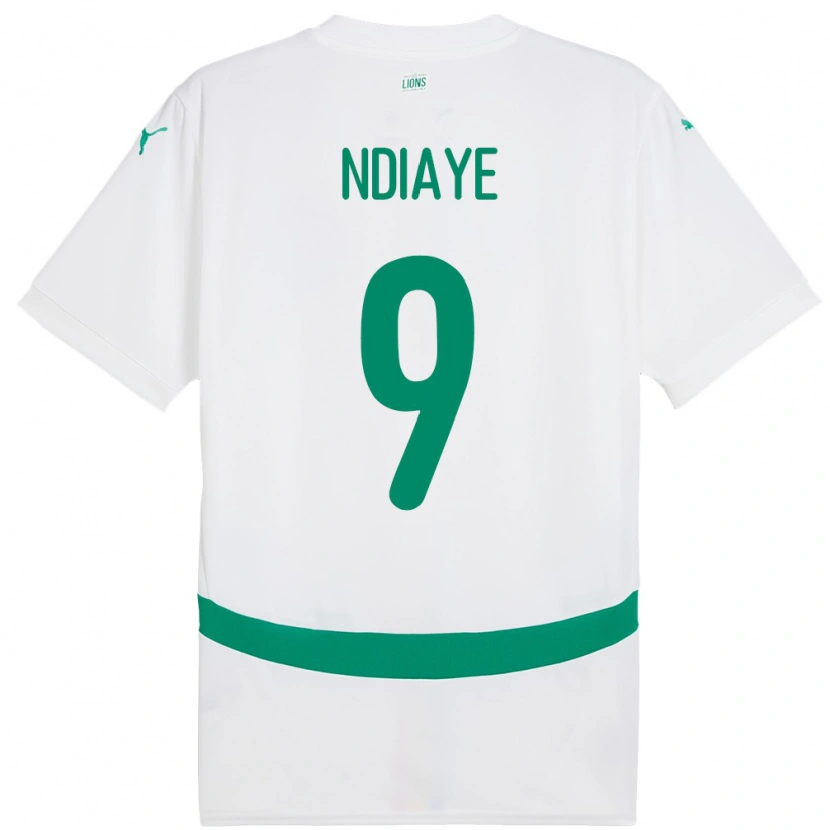 Danxen Hombre Camiseta Senegal Nguenar Ndiaye #9 Blanco 1ª Equipación 24-26 La Camisa