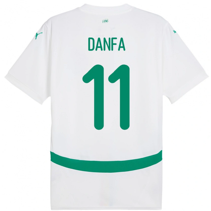 Danxen Hombre Camiseta Senegal Mamadou Danfa #11 Blanco 1ª Equipación 24-26 La Camisa