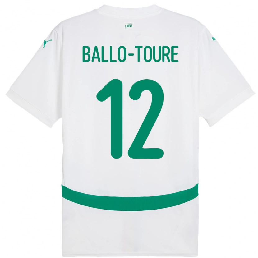 Danxen Hombre Camiseta Senegal Fode Ballo-Toure #12 Blanco 1ª Equipación 24-26 La Camisa