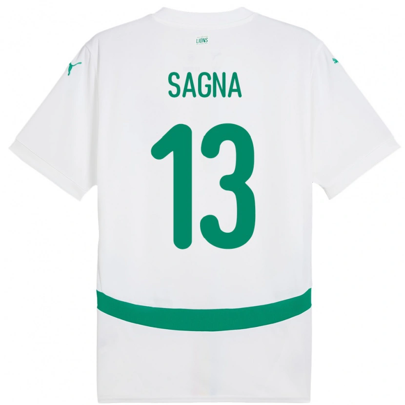 Danxen Hombre Camiseta Senegal Jeannette Sagna #13 Blanco 1ª Equipación 24-26 La Camisa