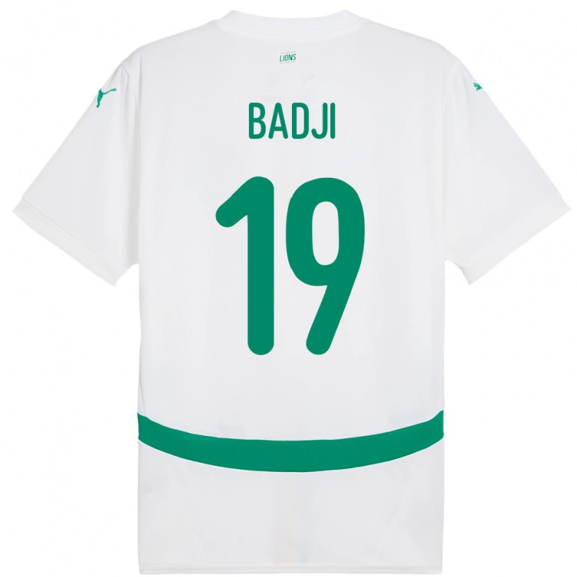 Danxen Hombre Camiseta Senegal Youssouph Badji #19 Blanco 1ª Equipación 24-26 La Camisa