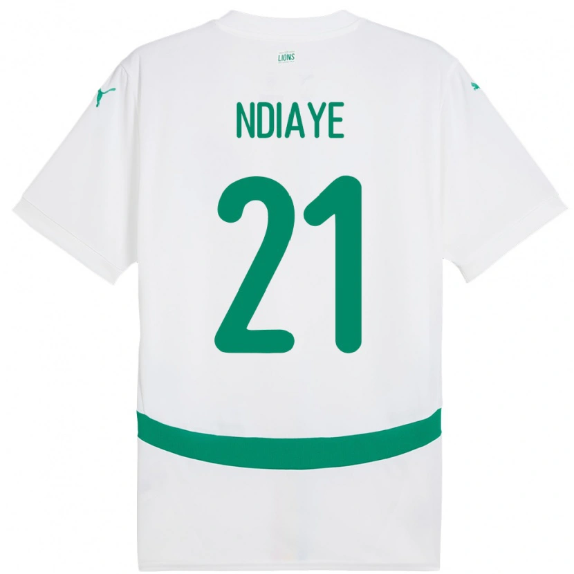 Danxen Hombre Camiseta Senegal Iliman Ndiaye #21 Blanco 1ª Equipación 24-26 La Camisa