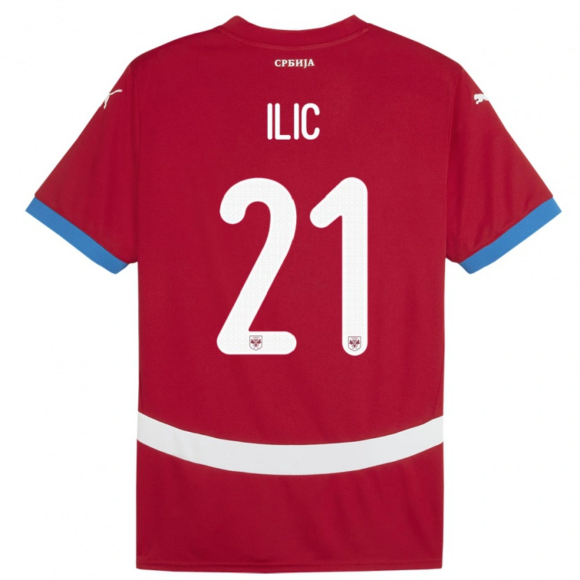 Danxen Hombre Camiseta Serbia Veljko Ilic #21 Rojo 1ª Equipación 24-26 La Camisa