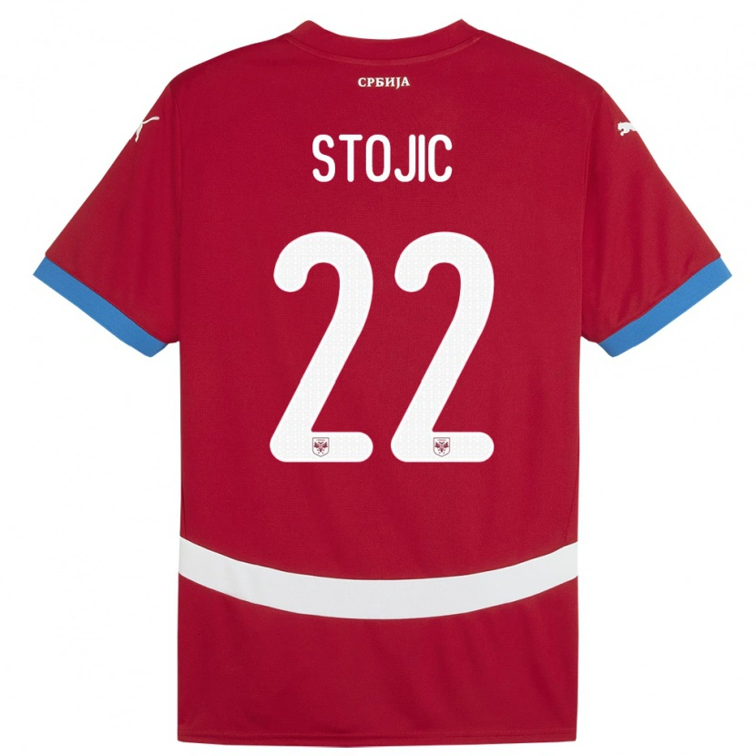 Danxen Hombre Camiseta Serbia Nemanja Stojic #22 Rojo 1ª Equipación 24-26 La Camisa