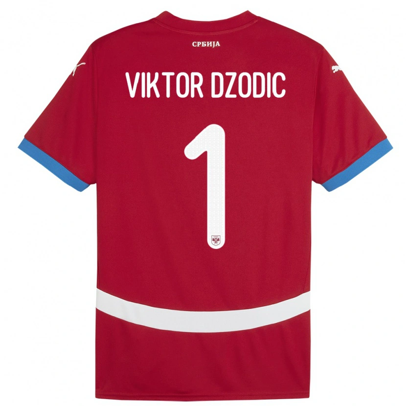 Danxen Hombre Camiseta Serbia Viktor Dzodic #1 Rojo 1ª Equipación 24-26 La Camisa