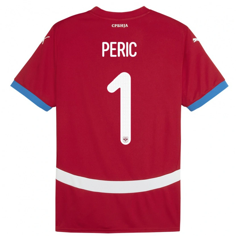 Danxen Hombre Camiseta Serbia Strahinja Peric #1 Rojo 1ª Equipación 24-26 La Camisa