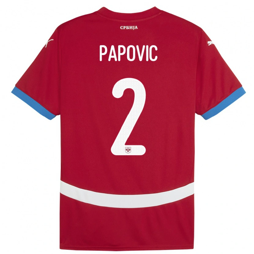 Danxen Hombre Camiseta Serbia Niksa Papovic #2 Rojo 1ª Equipación 24-26 La Camisa
