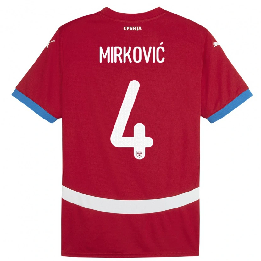 Danxen Hombre Camiseta Serbia Nemanja Mirković #4 Rojo 1ª Equipación 24-26 La Camisa