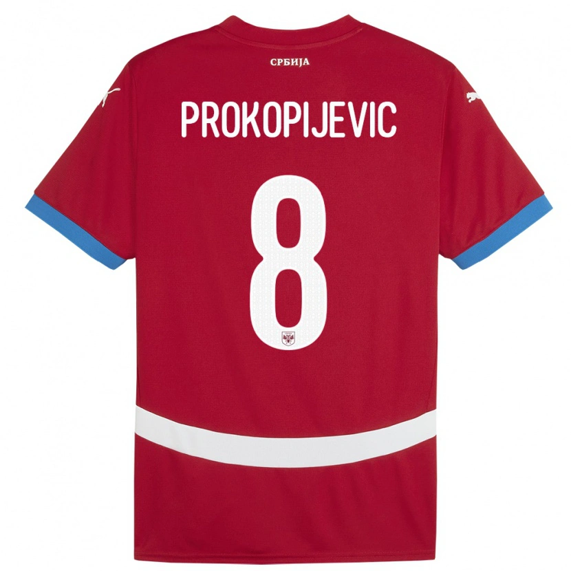 Danxen Hombre Camiseta Serbia Mateja Prokopijevic #8 Rojo 1ª Equipación 24-26 La Camisa