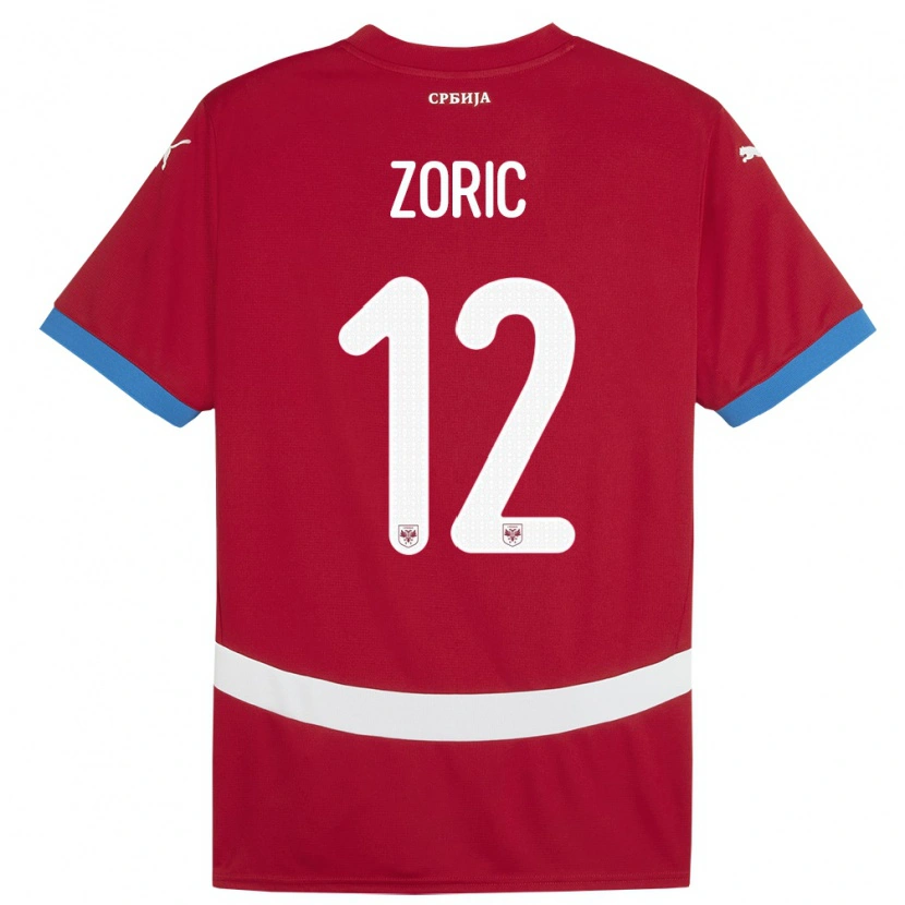 Danxen Hombre Camiseta Serbia Nemanja Zoric #12 Rojo 1ª Equipación 24-26 La Camisa