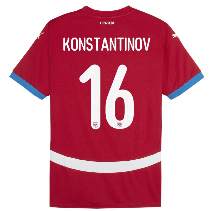 Danxen Hombre Camiseta Serbia Lazar Konstantinov #16 Rojo 1ª Equipación 24-26 La Camisa