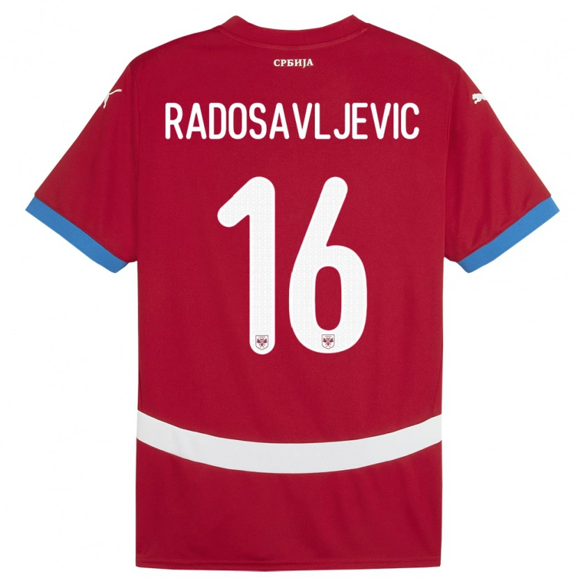 Danxen Hombre Camiseta Serbia Lazar Radosavljevic #16 Rojo 1ª Equipación 24-26 La Camisa