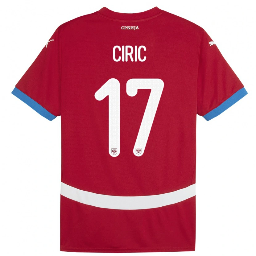 Danxen Hombre Camiseta Serbia Jovan Ciric #17 Rojo 1ª Equipación 24-26 La Camisa