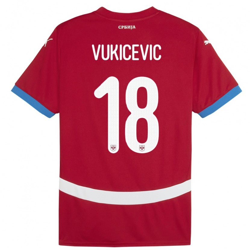 Danxen Hombre Camiseta Serbia Aleksej Vukicevic #18 Rojo 1ª Equipación 24-26 La Camisa