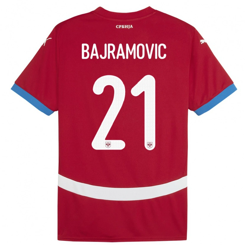 Danxen Hombre Camiseta Serbia Eldin Bajramovic #21 Rojo 1ª Equipación 24-26 La Camisa