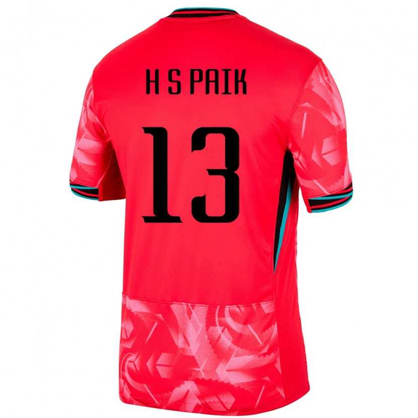 Danxen Hombre Camiseta Corea Del Sur Sang-Hoon Paik #13 Rojo 1ª Equipación 24-26 La Camisa